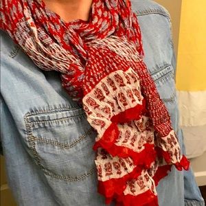 Indian Block Print Long Silk Scarf